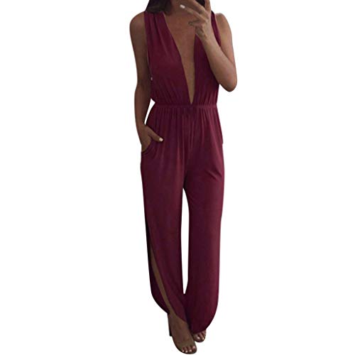 RISTHY Monos Verano Mujer para Boda Elegante Profundo V Sexy Trajes de Fiesta Hombros Descubiertos Pantalones Ajustado Largo Mamelucos Ropa Vestir Clubwear con Aberturas Laterales