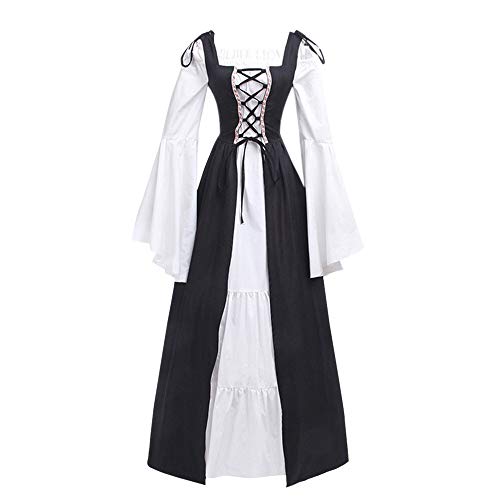 RISTHY Vestidos de Fiesta Gótico Mujeres Vestidos Medieval Vestidos Cosplay Manga Trompeta Retro Cuello Cuadrado Renacentista Princesa de Las Mujeres Vestidos Largos para Mujeres