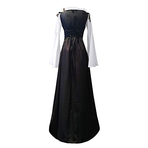 RISTHY Vestidos de Fiesta Gótico Mujeres Vestidos Medieval Vestidos Cosplay Manga Trompeta Retro Cuello Cuadrado Renacentista Princesa de Las Mujeres Vestidos Largos para Mujeres