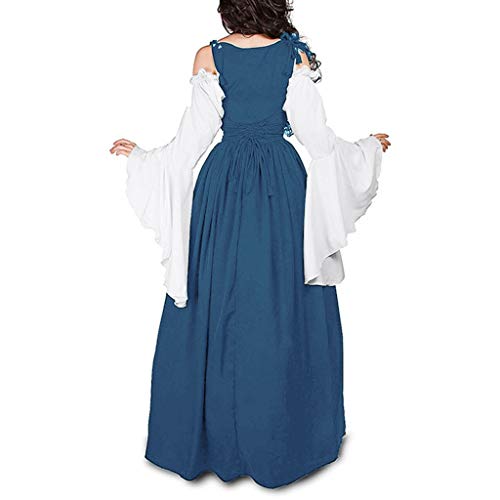 RISTHY Vestidos de Fiesta Gótico Mujeres Vestidos Medieval Vestidos Cosplay Manga Trompeta Retro Cuello Cuadrado Renacentista Princesa de Las Mujeres Vestidos Largos para Mujeres