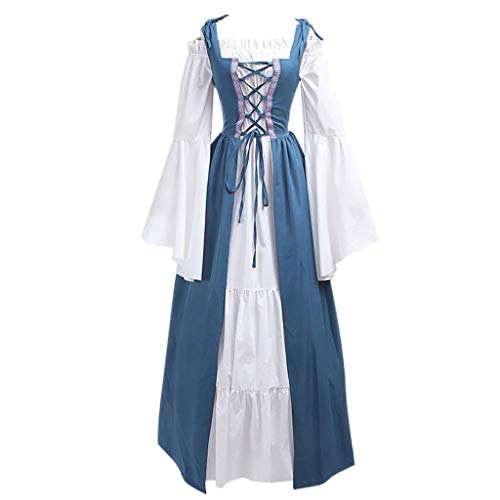 RISTHY Vestidos de Fiesta Gótico Mujeres Vestidos Medieval Vestidos Cosplay Manga Trompeta Retro Cuello Cuadrado Renacentista Princesa de Las Mujeres Vestidos Largos para Mujeres