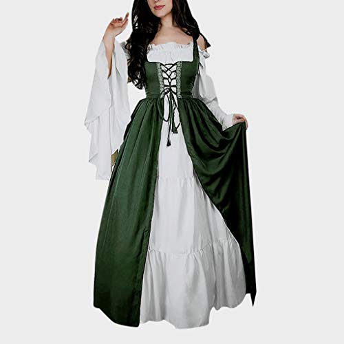 RISTHY Vestidos de Fiesta Gótico Mujeres Vestidos Medieval Vestidos Cosplay Manga Trompeta Retro Cuello Cuadrado Renacentista Princesa de Las Mujeres Vestidos Largos para Mujeres