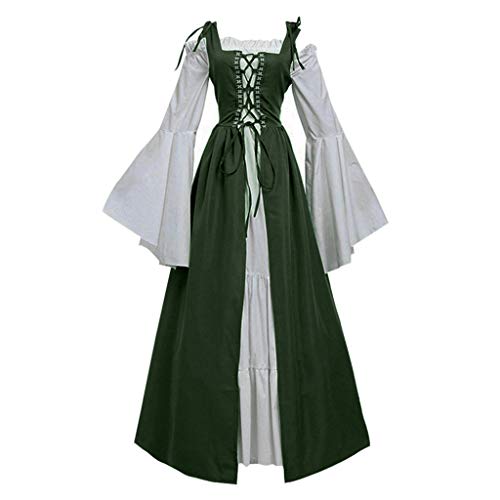 RISTHY Vestidos de Fiesta Gótico Mujeres Vestidos Medieval Vestidos Cosplay Manga Trompeta Retro Cuello Cuadrado Renacentista Princesa de Las Mujeres Vestidos Largos para Mujeres