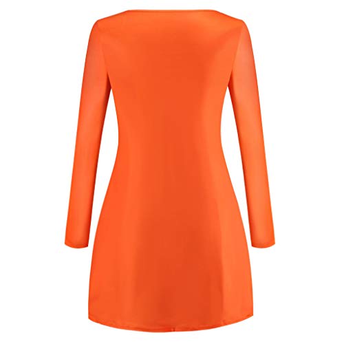 RISTHY Vestidos de Fiesta Informal Vintage de Manga Larga para Mujer Vestido de Fiesta Estampado de Halloween