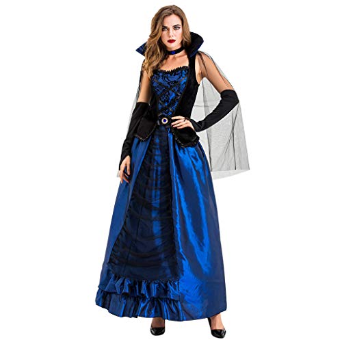 RISTHY Vestidos de Halloween para Mujeres Traje de Fiesta de Brujas Cosplay Vestido Largo Vintage Vestido de Corte Medieval