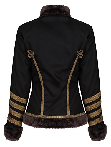 Ro Rox Chaqueta Desfile Militar para Mujer con Piel Sintética - Negro & Marrón (XL)