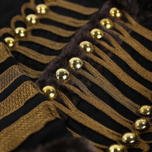 Ro Rox Chaqueta Desfile Militar para Mujer con Piel Sintética - Negro & Marrón (XL)