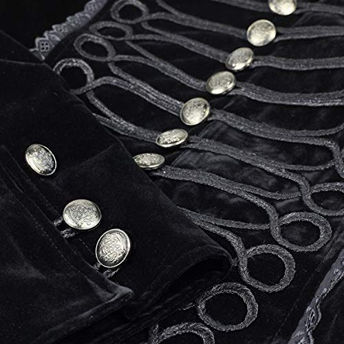 Ro Rox Un Goth Gótico FRAC de Terciopelo para Mujer Negro (L)