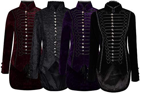 Ro Rox Un Goth Gótico FRAC de Terciopelo para Mujer Negro (L)