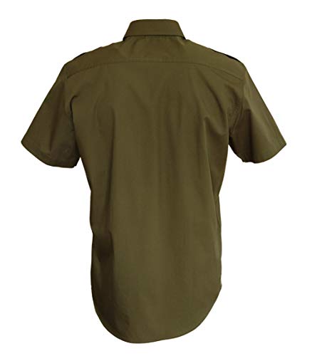 ROCK-IT Apparel® Camisa de Hombre de Manga Corta Camisa de los Estados Unidos con Aspecto Militar Camisa Worker de Tiempo Libre Fabricada en Europa Tallas S-5XL Verde Medium