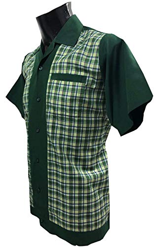 Rockabilly Fashions - Camisa de bolos para hombre, estilo retro, estilo retro, con botones en los años 50 y 60 XL