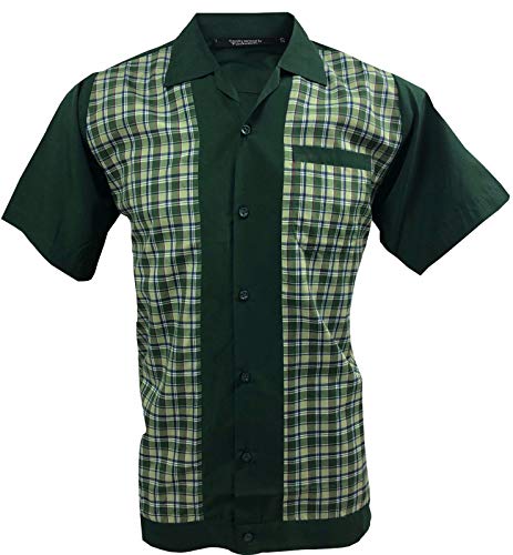 Rockabilly Fashions - Camisa de bolos para hombre, estilo retro, estilo retro, con botones en los años 50 y 60 XL