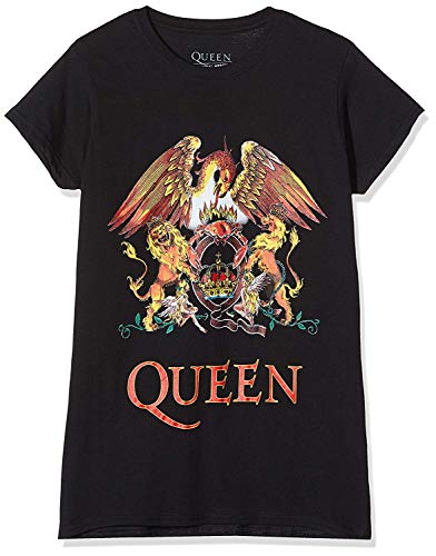 Rockoff Trade Queen Classic Crest Camiseta, Negro (Black Black), 36 (Talla del Fabricante: Small) para Mujer