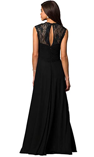 Roiii Vestido largo formal de gasa de encaje de las mujeres de la noche de la boda de la dama