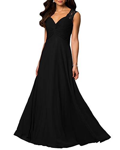 Roiii Vestido largo formal de gasa de encaje de las mujeres de la noche de la boda de la dama