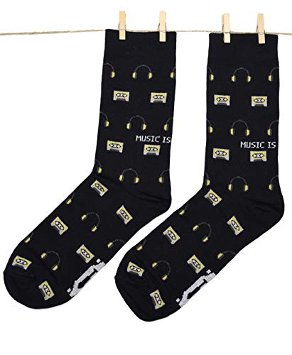 Roits Calcetines Música Negros 36-40 - Calcetines Originales Dibujos Mujer