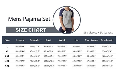 Rojeam Clásico Pijamas Hombre Verano Tallas Grandes Manga Cortos Ropa de Dormir Conjunto de Pijama 2 Pieza