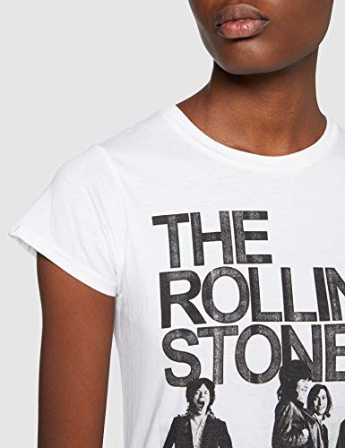 Rolling Stones EST 1962 Group Camiseta Manga Corta, Blanco, X-Large para Mujer