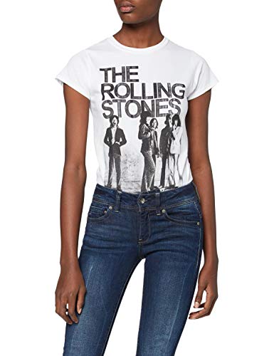 Rolling Stones EST 1962 Group Camiseta Manga Corta, Blanco, X-Large para Mujer