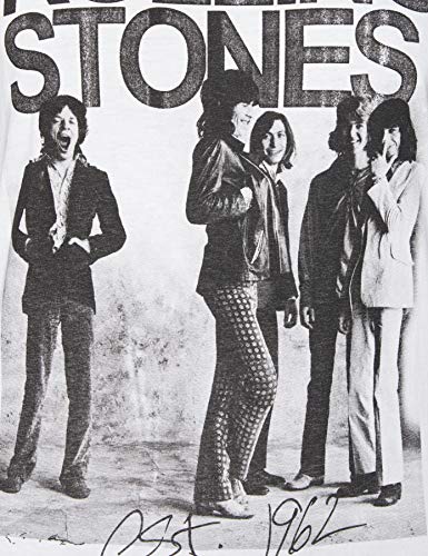 Rolling Stones EST 1962 Group Camiseta Manga Corta, Blanco, X-Large para Mujer