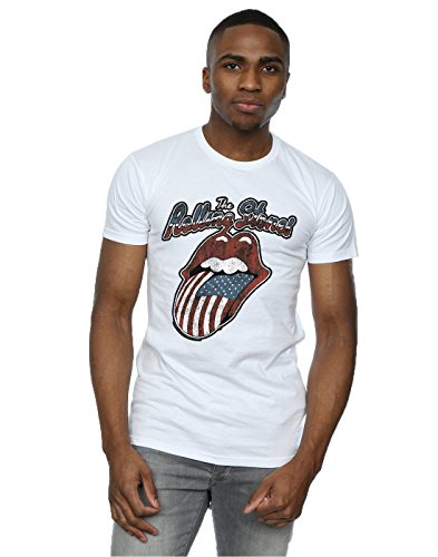 Rolling Stones Hombre Tour of America Camiseta Small Blanco