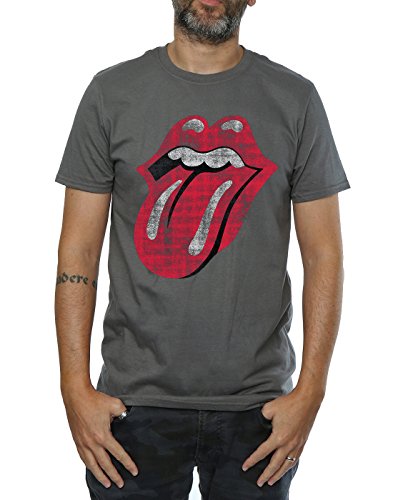 Rolling Stones Hombres Distressed Tongue Camiseta Medium Grafito luz