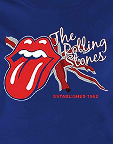 Rolling Stones Lick The Flag Camiseta Manga Corta, Azul Marino, Large para Mujer