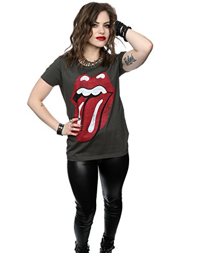 Rolling Stones Mujer Distressed Tongue Camiseta Small Grafito luz