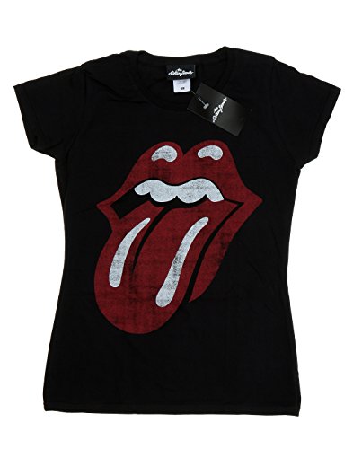 Rolling Stones mujer Distressed Tongue Camiseta XX-Large Negro