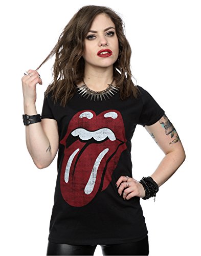 Rolling Stones mujer Distressed Tongue Camiseta XX-Large Negro