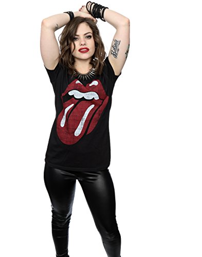 Rolling Stones mujer Distressed Tongue Camiseta XX-Large Negro