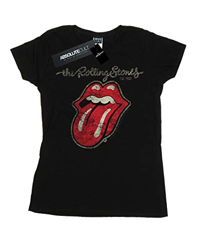 Rolling Stones Plastered Tongue Camisa, Negro, XL para Mujer
