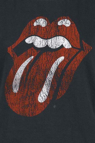 Rolling Stones The Classic Tongue Mujer Camiseta Negro L, 100% algodón, Estrechos