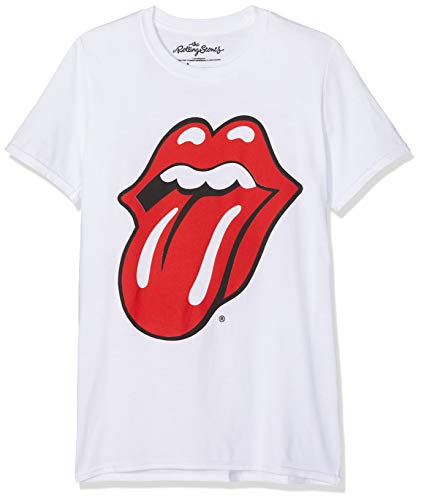 Rolling Stones The Classic Tongue with Soft Hand Inks Camiseta, Blanco, XXL para Hombre