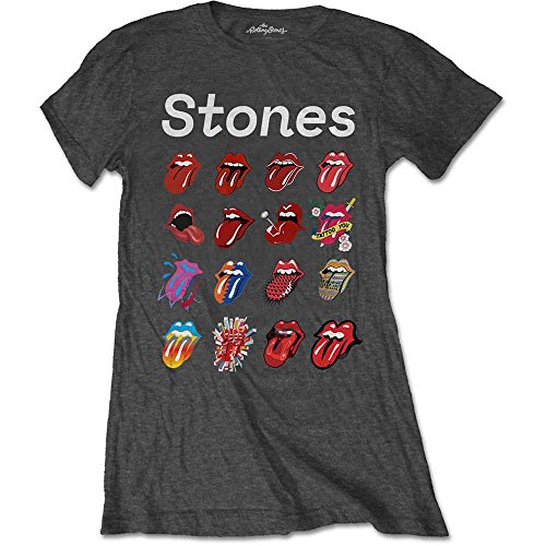 Rolling Stones The Filter Evolution Camiseta, Gris, 44 para Mujer