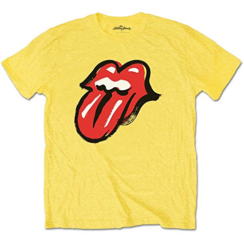 Rolling Stones The Filter Tongue Camiseta, Amarillo, M para Hombre