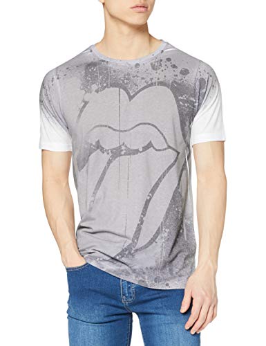 Rolling Stones The Mono Tongue with Sublimation Printing Camiseta, Gris, L para Hombre
