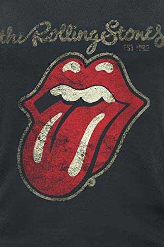 Rolling Stones The Plastered Tongue Mujer Top Negro M, 100% algodón, Regular