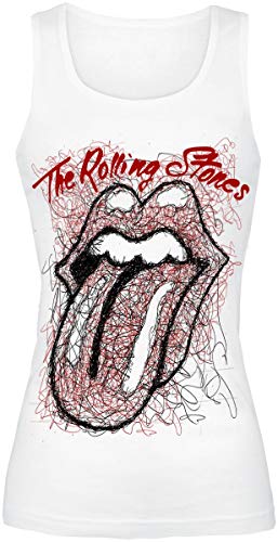 Rolling Stones The Sketch Tongue Mujer Top Blanco M, 100% algodón, Regular