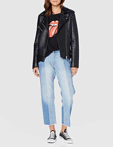 Rolling Stones Tongue tee - Camiseta para Mujer con Estampado del Logotipo de la Cinta, Mujer, Camiseta, MC326, Negro, Large