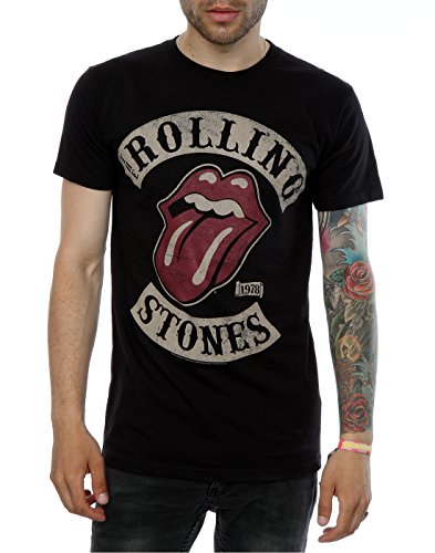Rolling Stones Tour 78 Mens Blk TS Camiseta, Negro (Black), Large para Hombre