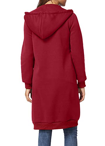 Romacci - Sudadera con capucha y cremallera tipo túnica con bolsillos, estilo informal, para mujer, color negro, gris y verde militar, tallas S-5XL