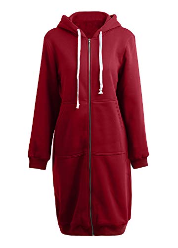 Romacci - Sudadera con capucha y cremallera tipo túnica con bolsillos, estilo informal, para mujer, color negro, gris y verde militar, tallas S-5XL