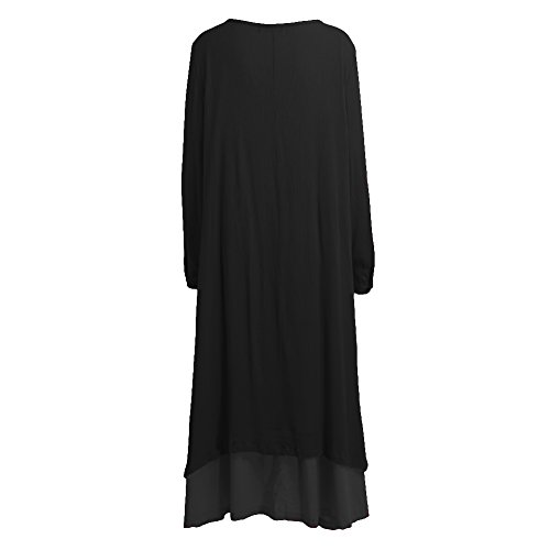 Romacci Vestido Suelto Vestido Ocasional de Las Mujeres Manga Larga Sólida Maxi Vestido Largo de Boho