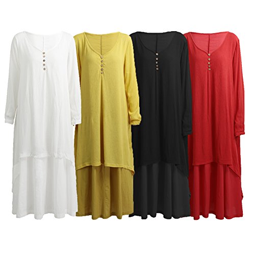 Romacci Vestido Suelto Vestido Ocasional de Las Mujeres Manga Larga Sólida Maxi Vestido Largo de Boho