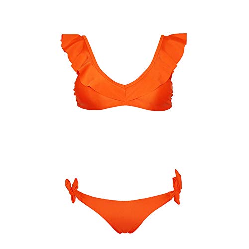 ROMQUEEN Bikini de Mujer Cintura Alta Bañadores Mujer Modernos Bikini Push Up Parte de Arriba Bikini Mujer Naranja Bikini M