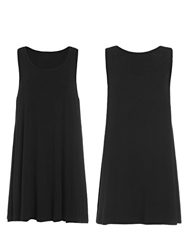 Romwe Vestido sin mangas para mujer, sin mangas, suelto, casual, vestido de camiseta - negro - Large