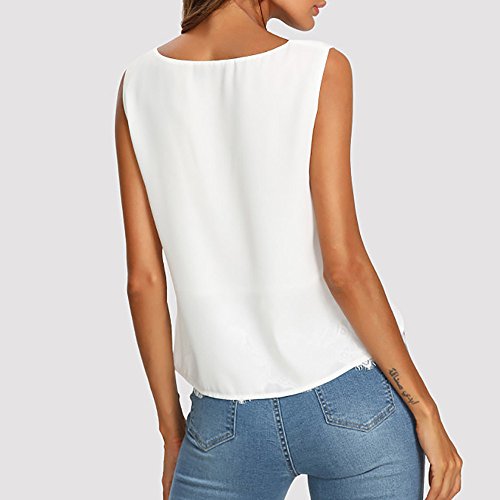 Ropa Camiseta sin Mangas Tank Tops para Mujeres, Verano Sexy Deporte Casual Lace Chaleco Blusa Tops Blusas Crop Tops Vest T Shirt Fiesta en la Playa para Mujeres Chica Joven (M)