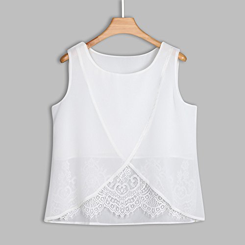 Ropa Camiseta sin Mangas Tank Tops para Mujeres, Verano Sexy Deporte Casual Lace Chaleco Blusa Tops Blusas Crop Tops Vest T Shirt Fiesta en la Playa para Mujeres Chica Joven (M)