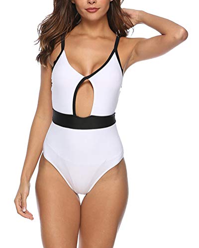 Ropa De Baño Bañador de una Pieza Bikini Mujer Bikini Push Up Mujer Sin Respaldo Playa Bikinis Brasileños Mujer con Relleno Bikinis Mujer Traje De Baño Mujer Color sólido，Blanco，S